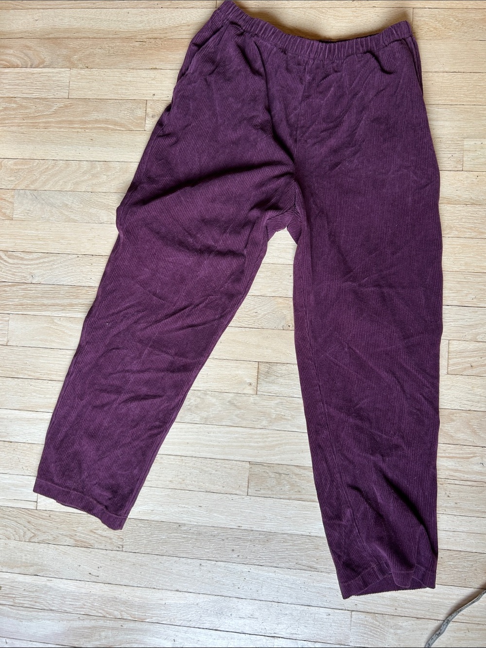 Lands' End Plum Elastic Waist Corduroy Pants